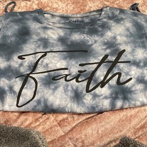 Blue tie die faith tee shirt